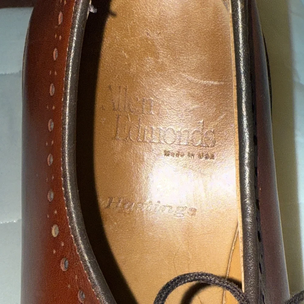 Allen Edmunds Men's Hastings Size 10 B Brown Whole cut Leather‎ Oxford Shoes